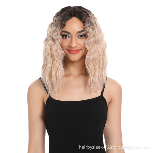 16 Inches Ombre Loose wave Synthetic Lace Frontal wigs unprocessed mid length full brazilian Lace Front Wig Synthetic Hair Wigs